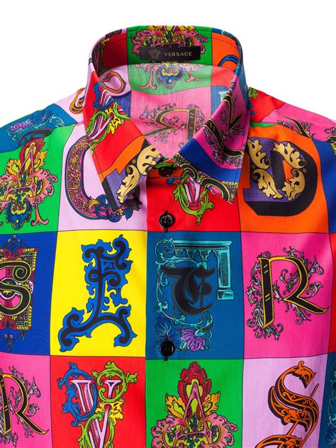 versace alphabet print shirt|Versace formal shirts.